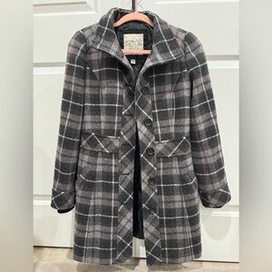 Esprit Women's Plaid Pea Coat in Black and Gray - very good condition.